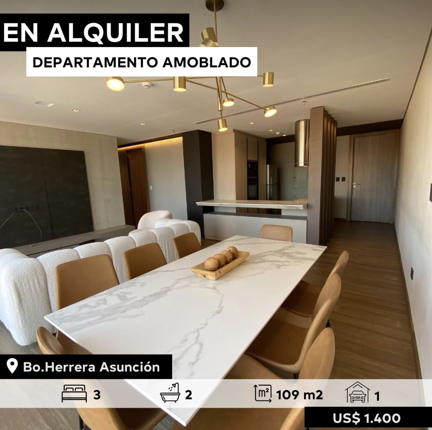 Alquilo Departamento De 3 Habitaciones Amoblado En Bo. Herrera De Asunción